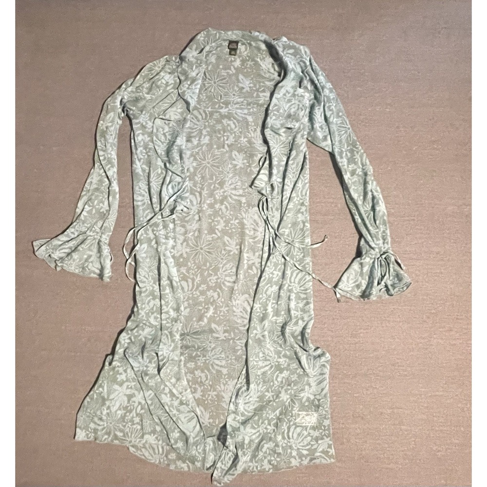 Wild Fable‎ Floral Sheer Cameo XXS Boho Ruffle Tie Front Long Sleeve